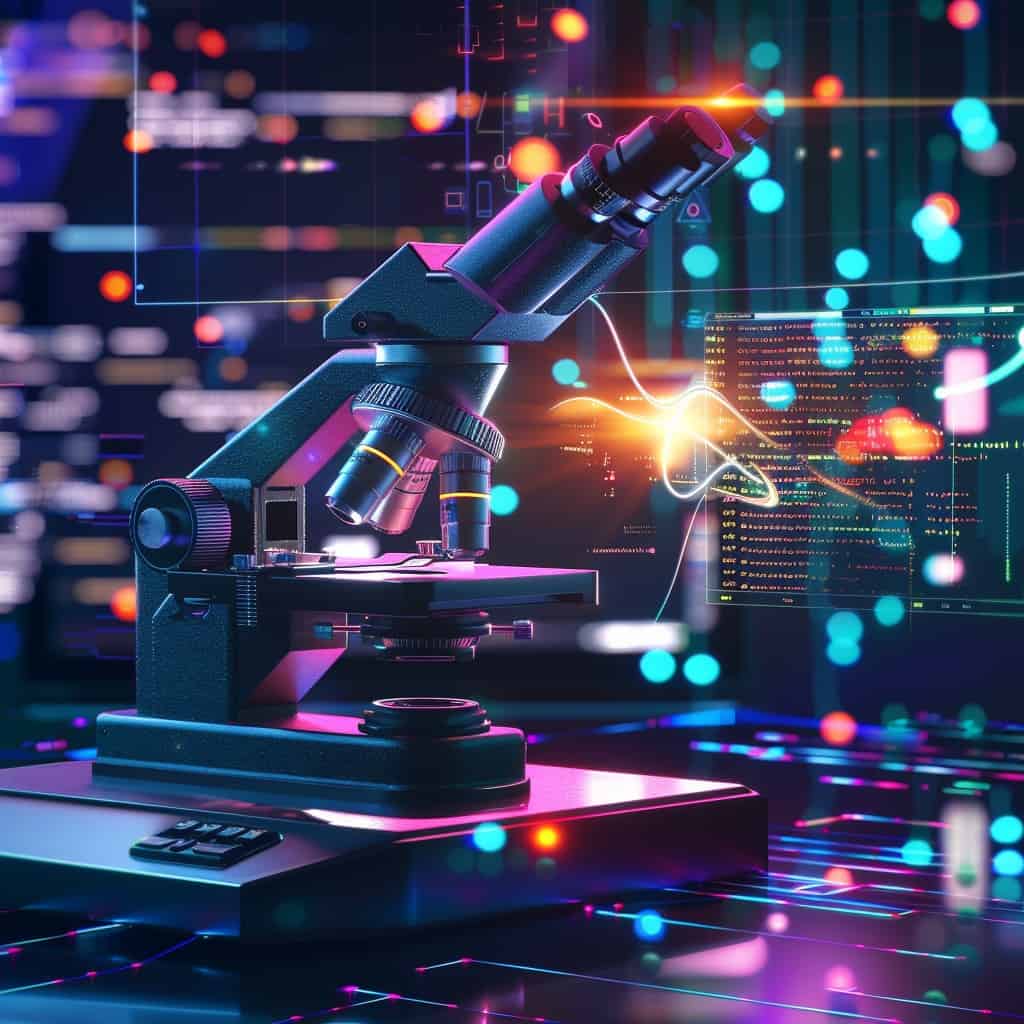 Microscope numérique analysant les de données d'un audit SEO